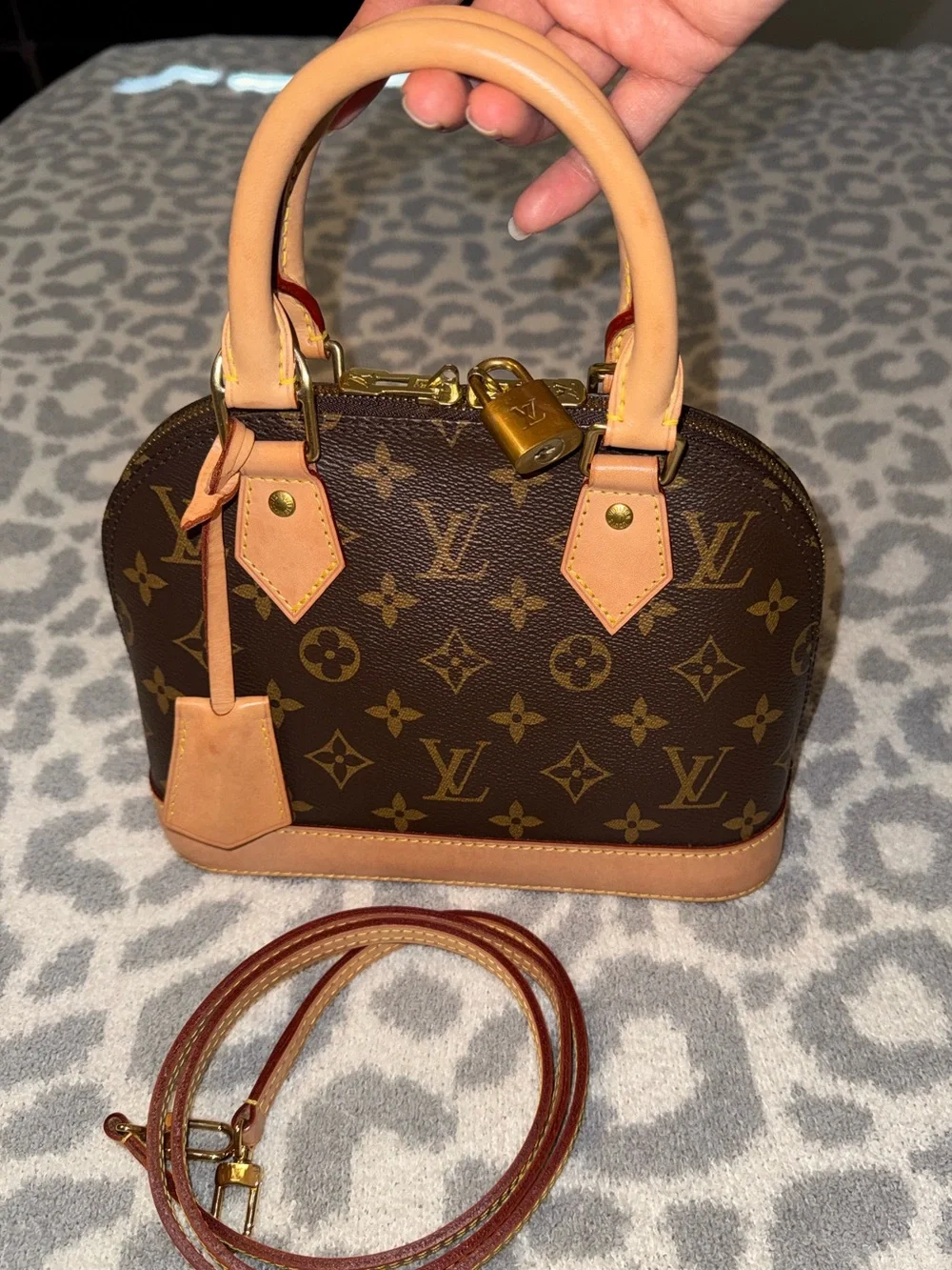 LOUIS VUITTON Brown Monogram Alma BB Top Handle Crossbody Bag